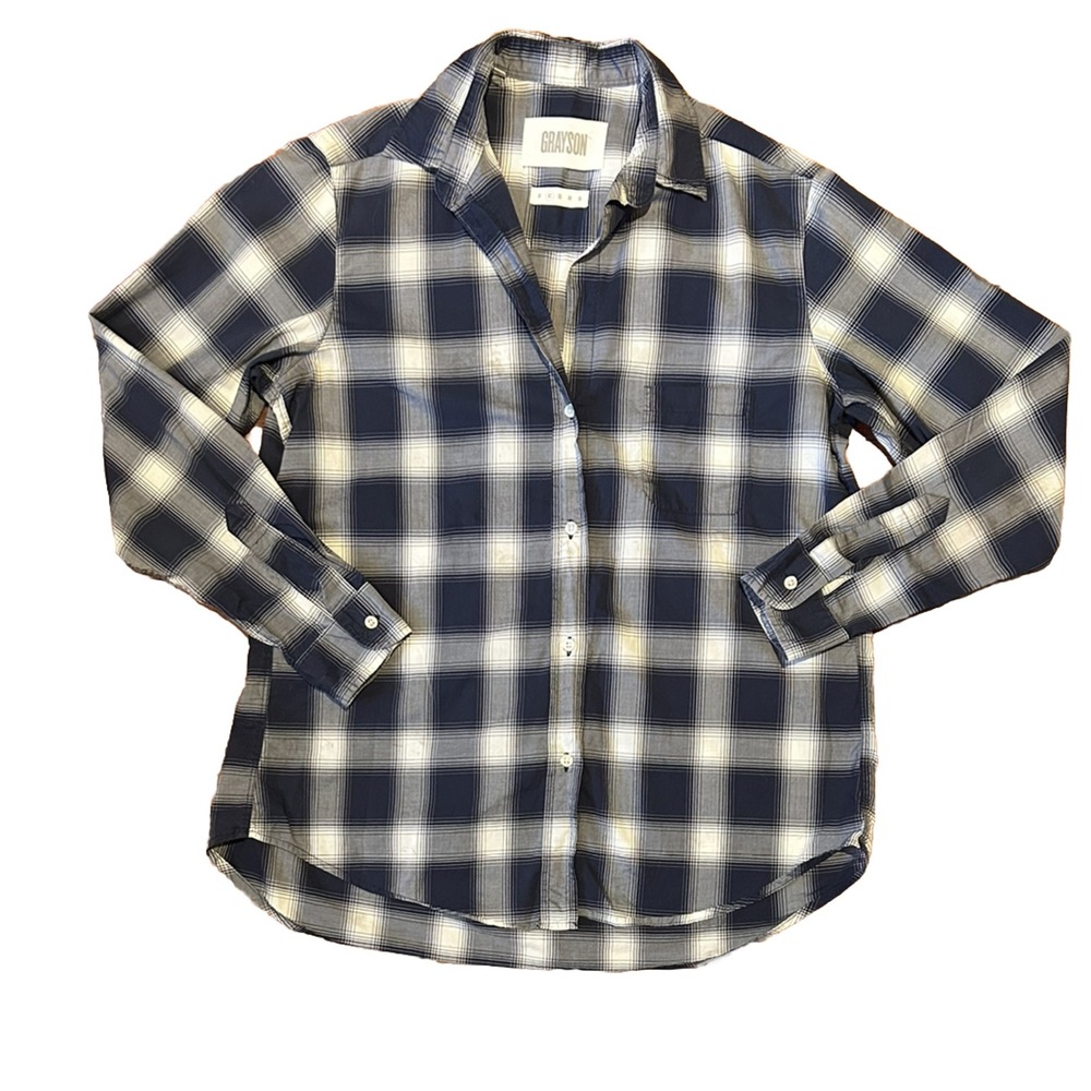 Grayson By Frank & Eileen Womens The Hero Shirt Sz S 02 Blue Plaid Button Up